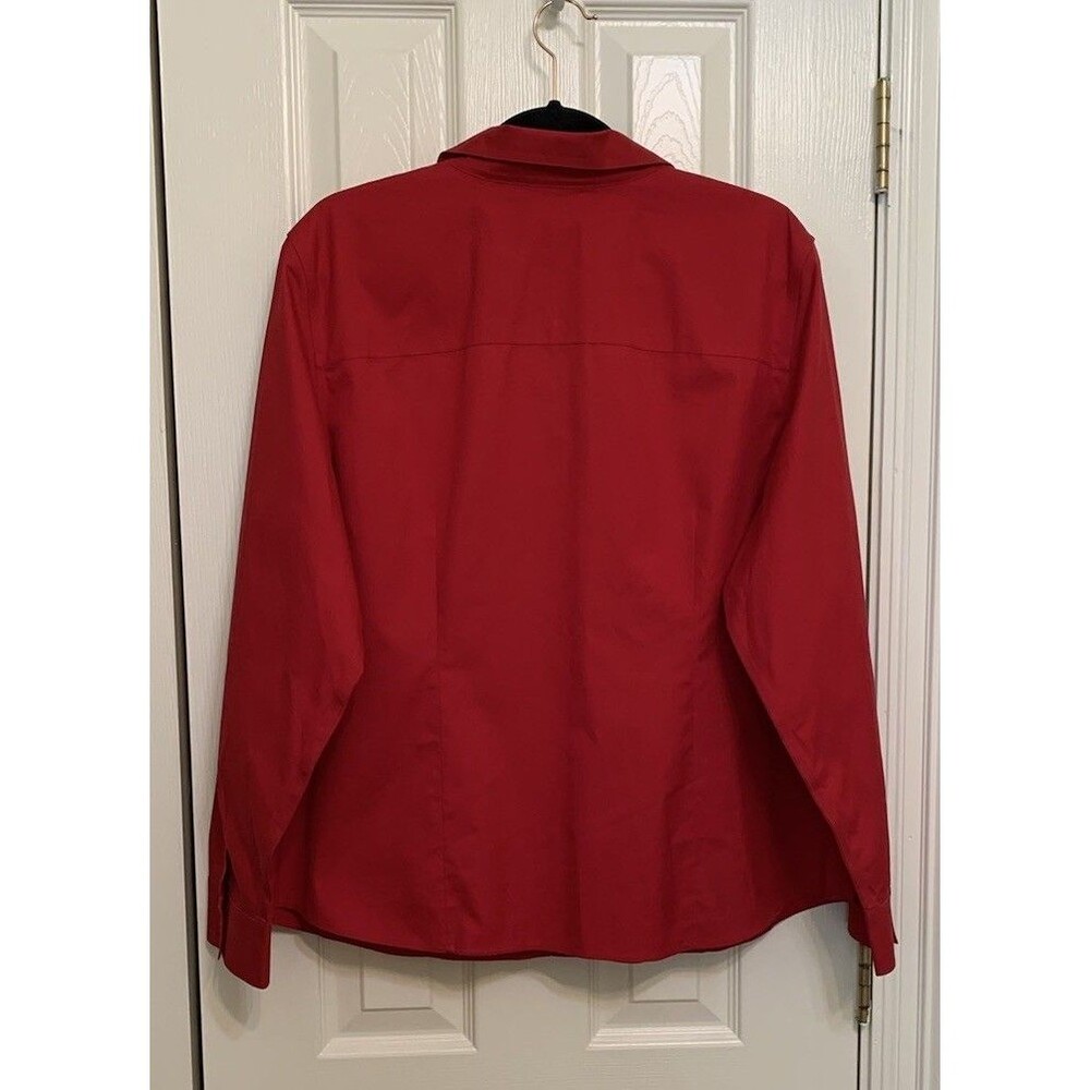 Chicos Size 3 Womens XL Top Red No-Iron 100% Cotton Button Front Shirt - Picture 2 of 6